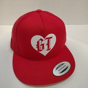 Red Snapback Hat with Heart Logo